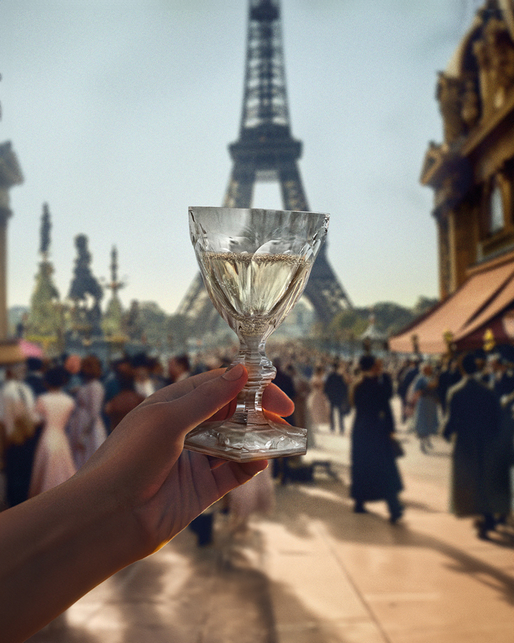 Harcourt Glass in front of the Eiffel Tower